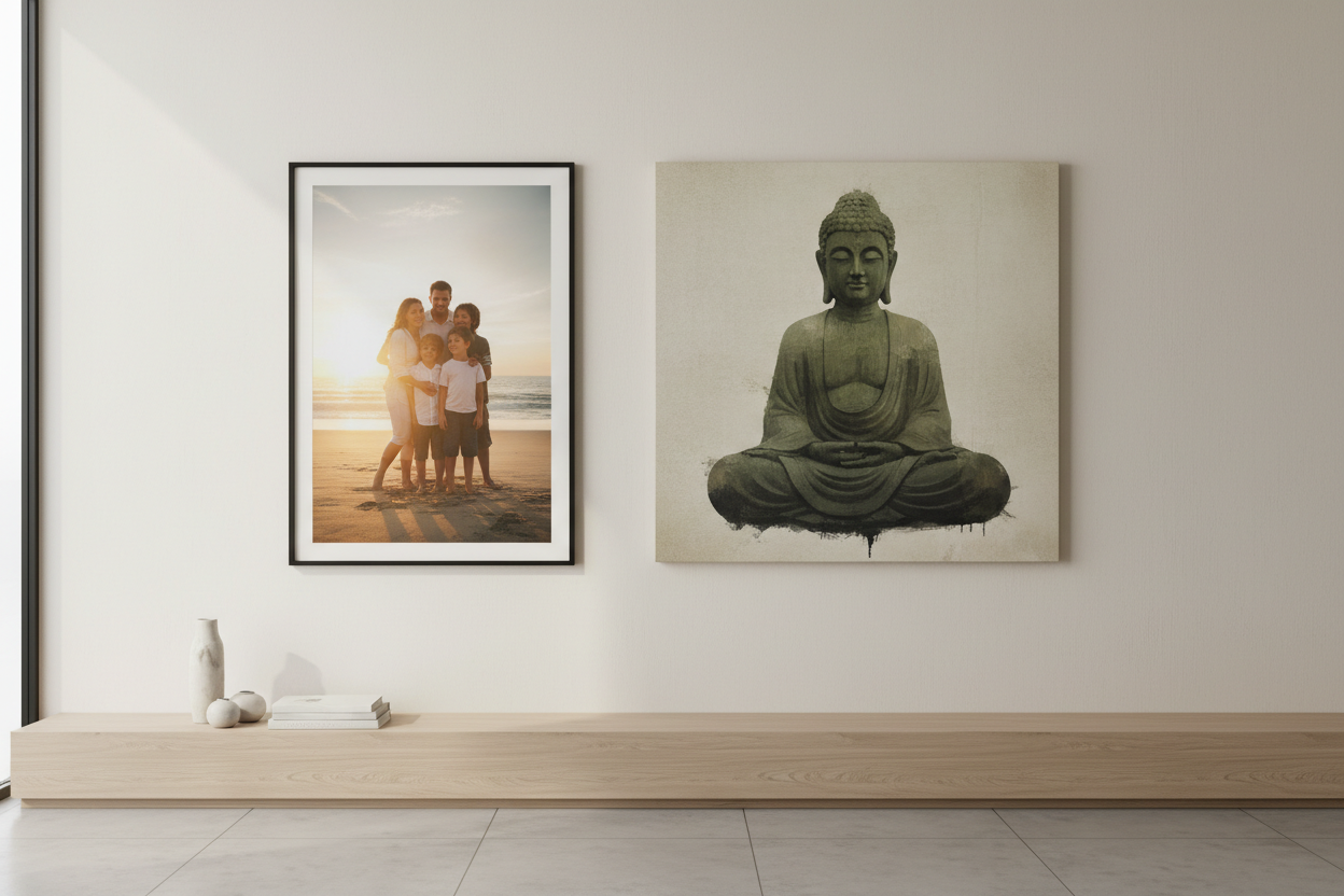 Photo frames and canvas