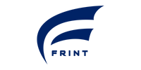 Logo of Frint with blue and white design on a white background